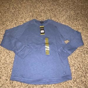 Banana Republic Men's Crew Pullover Waffle Knit Sweatshirt Medium Blue Brand New